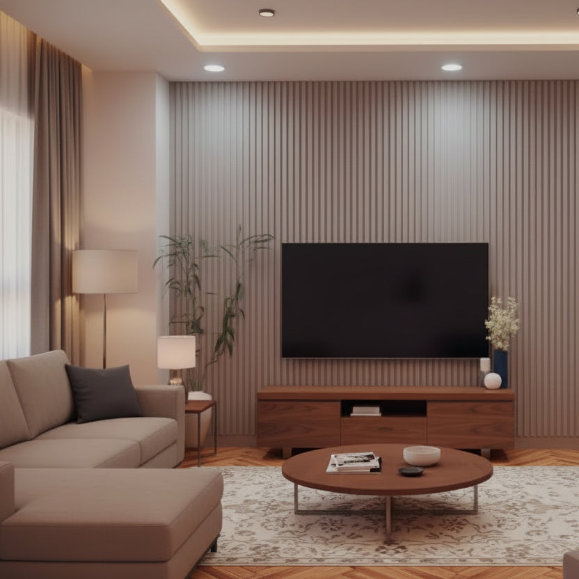 لوحة جدارية ثلاثية الأبعاد من PS بلون رمادي فاتح 122x21x3000