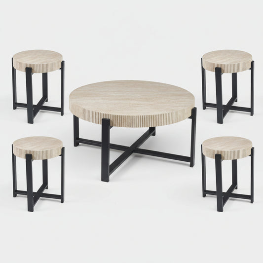 GROVE Table Set - Travertine