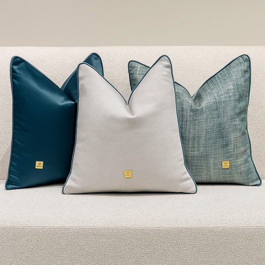 وسادة زينة خضراء بنقشة مربعات - هوم سكوير