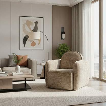 Beige armchair on a gray background