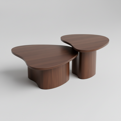 Round Coffee Table Set with Wooden Accents | Available upon request 2 to 4 weeks | Modern Living Collection