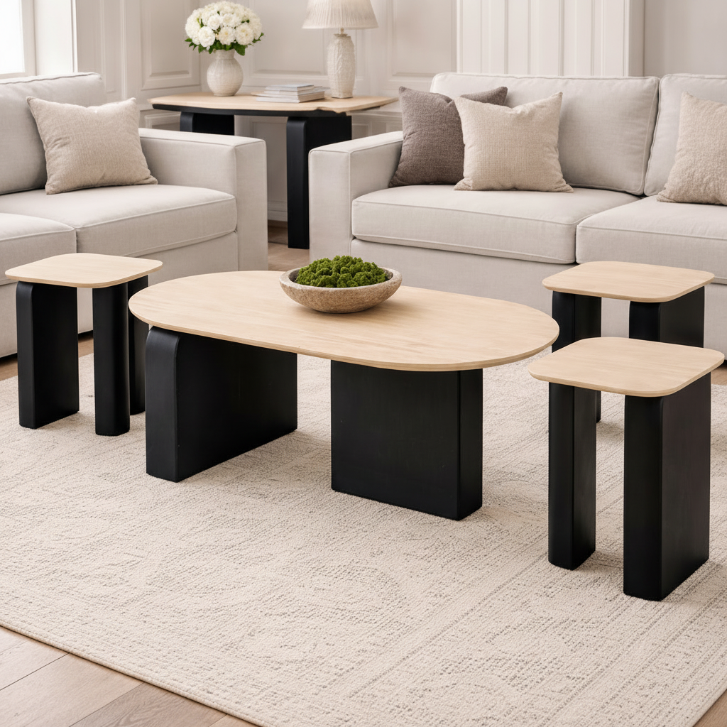 Elegance Wooden Table Collection | 5-Piece Set | Premium Living