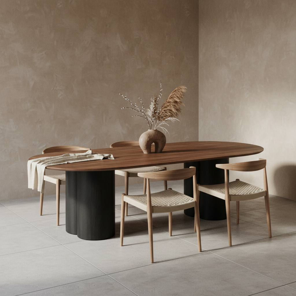طاولة طعام أنيقة بلمسة نهائية من خشب الجوز