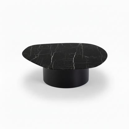 Pearl Luxury Steel Coffee Table with Black Marble Top H 25 cm  | Premium Living Room Collection