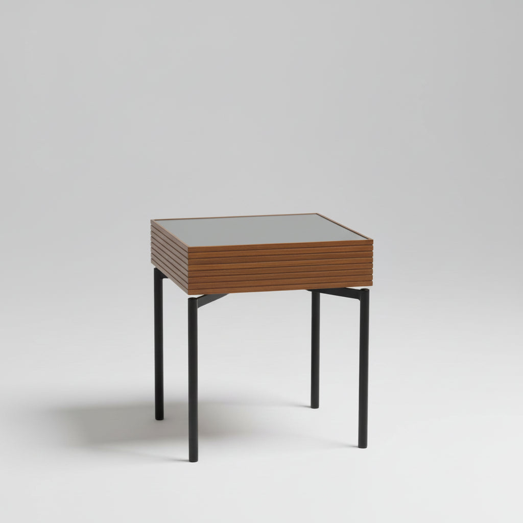 Pecan Side Table 50×50×56cm | Brown & Grey | Luxury Living Collection