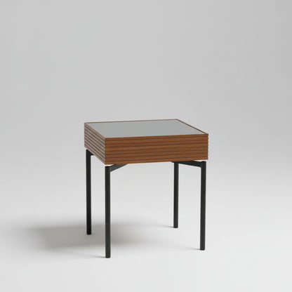 Pecan Side Table 50×50×56cm | Brown & Grey | Luxury Living Collection