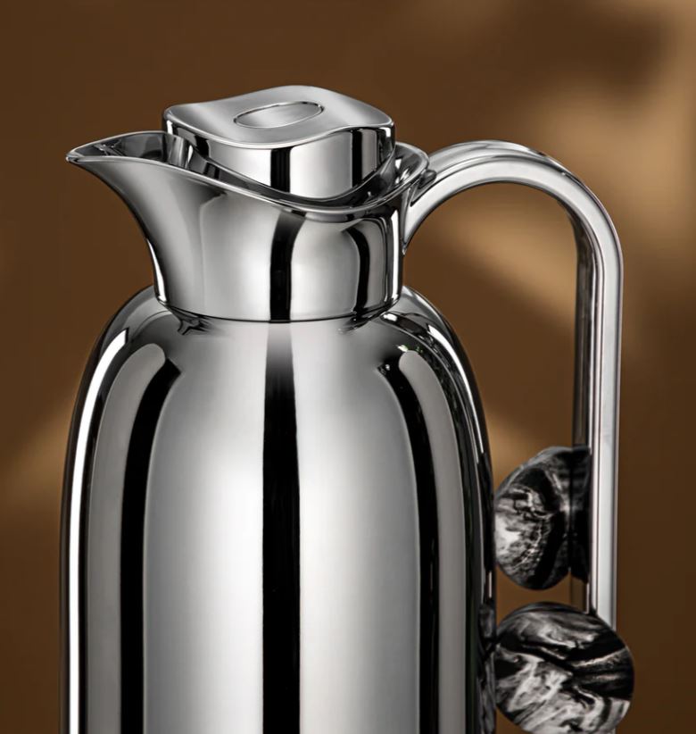Luxe Silver Collection - Vacuum Flask Set 0.7L & 1L Silver & Marble