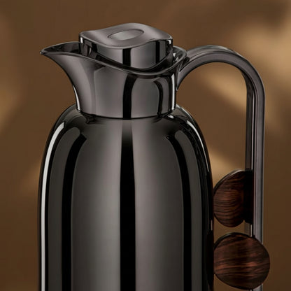 Obsidian & Ebony Collection - Vacuum Flask Set 0.7L & 1L Gun Black & Dark Wood