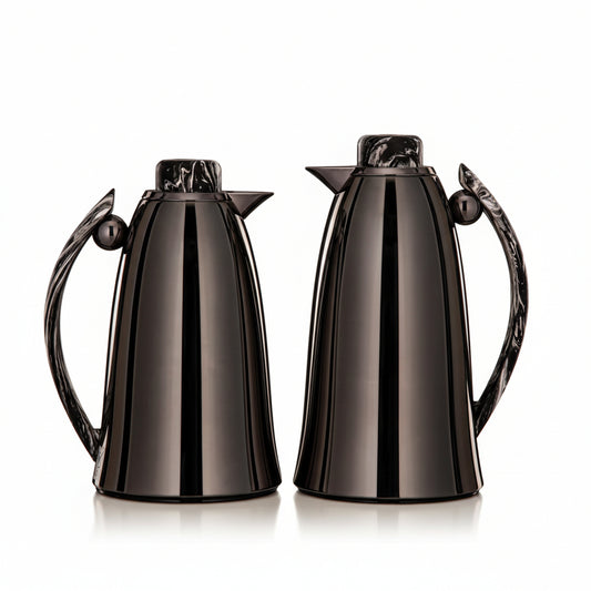 Noir Collection - Vacuum Flask Set 0.7L & 1L Gun Black & Black Marble