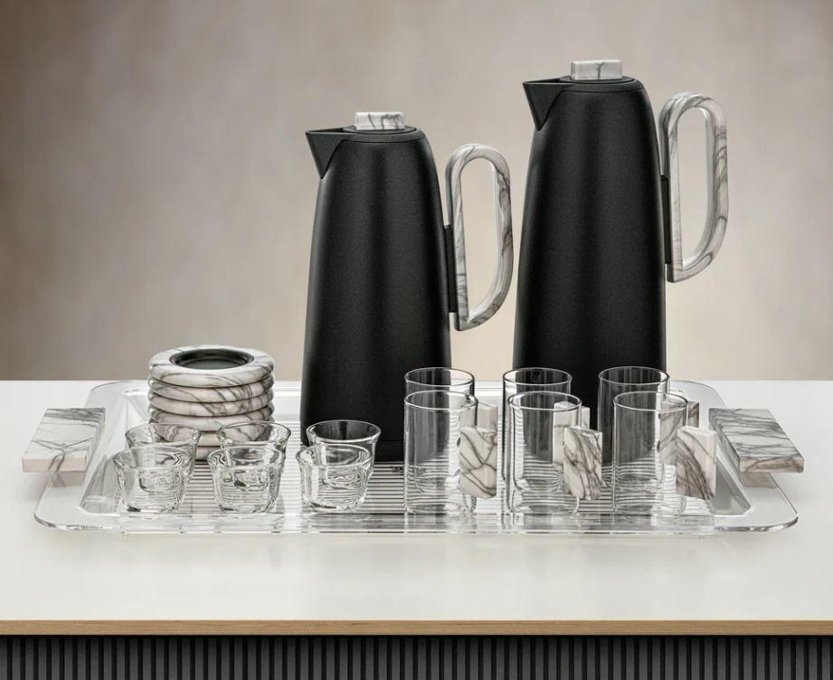 Eclipse Marble Collection - Tea & Coffee Set 21 Pieces Matt Black & Marble