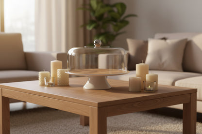 Porcelain Cake Stand with Acrylic Dome