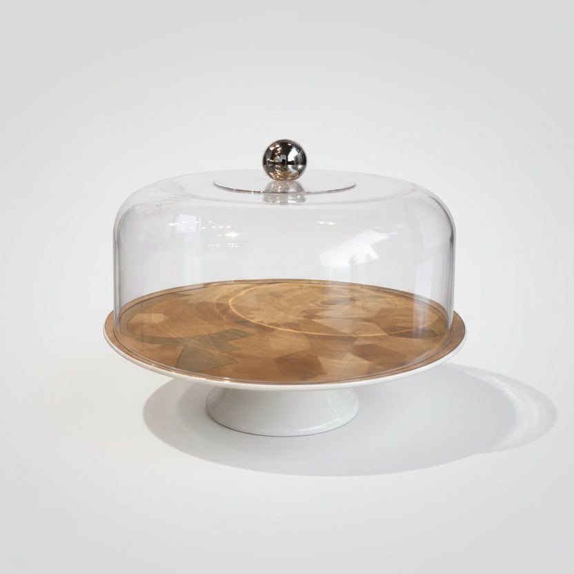 Porcelain Cake Stand with Acrylic Dome