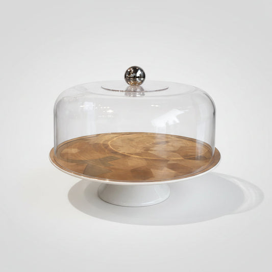 Porcelain Cake Stand with Acrylic Dome