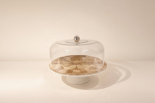 Porcelain Cake Stand with Acrylic Dome
