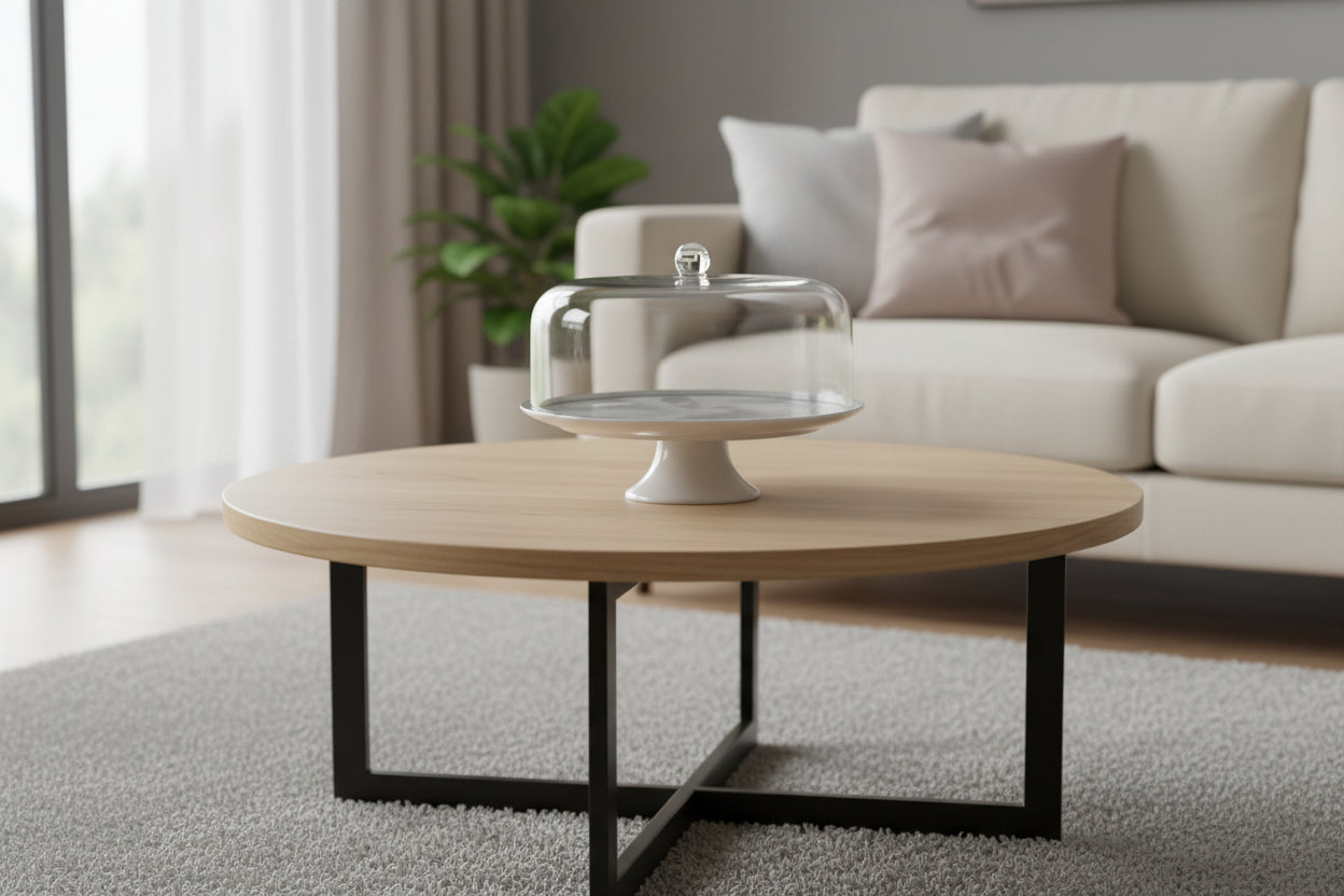 Huroof Porcelain Cake Stand with Acrylic Dome