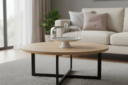 Huroof Porcelain Cake Stand with Acrylic Dome