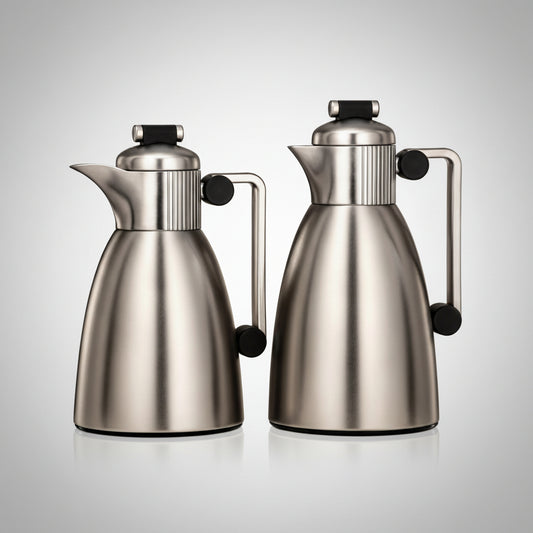 Vacuum Flask Set - 0.7L & 1L Matt Nickel & Matt Black